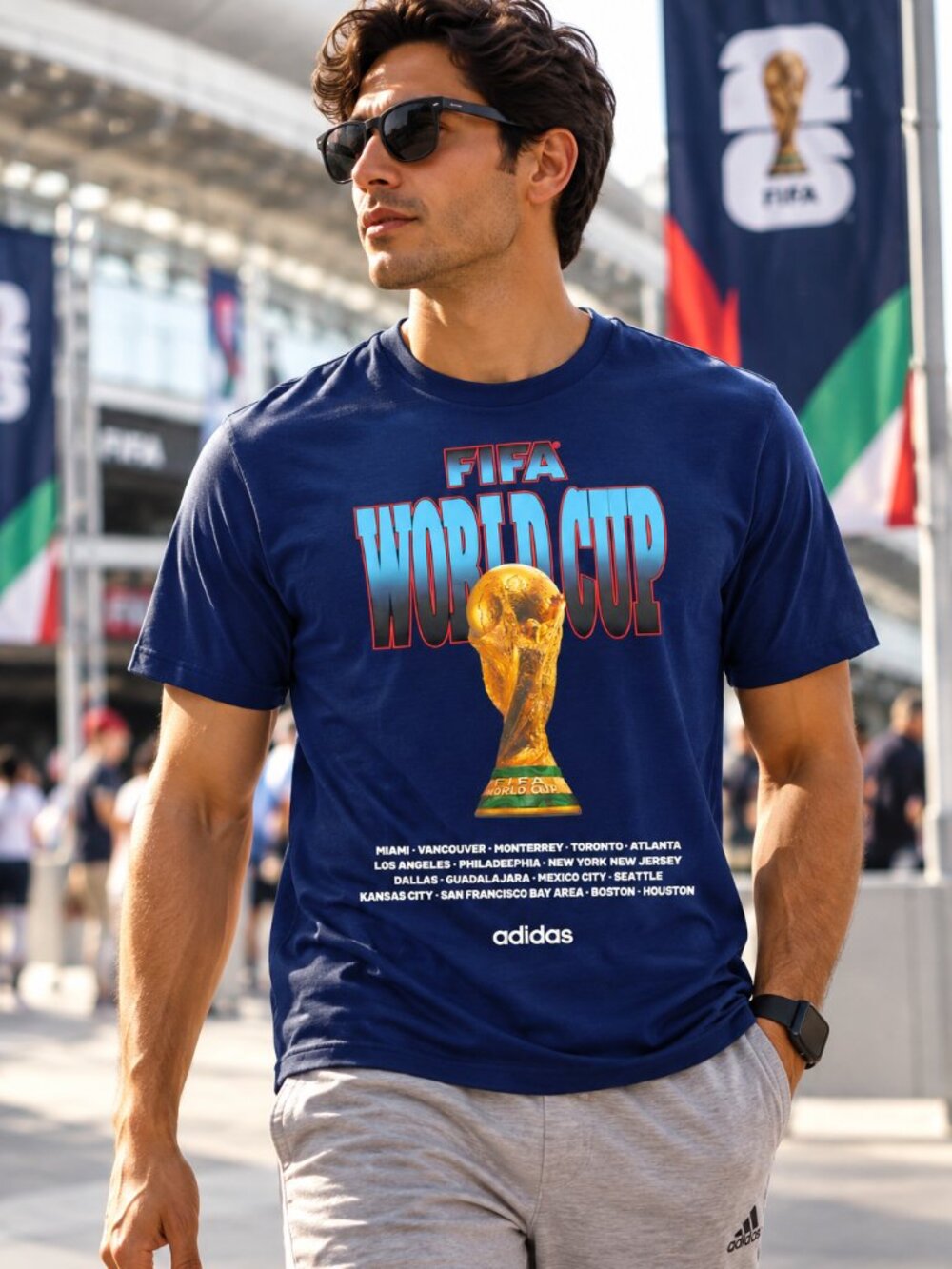 Adidas FIFA World Cup 2026 Tour Tee Men’s XL Dark Blue NWT